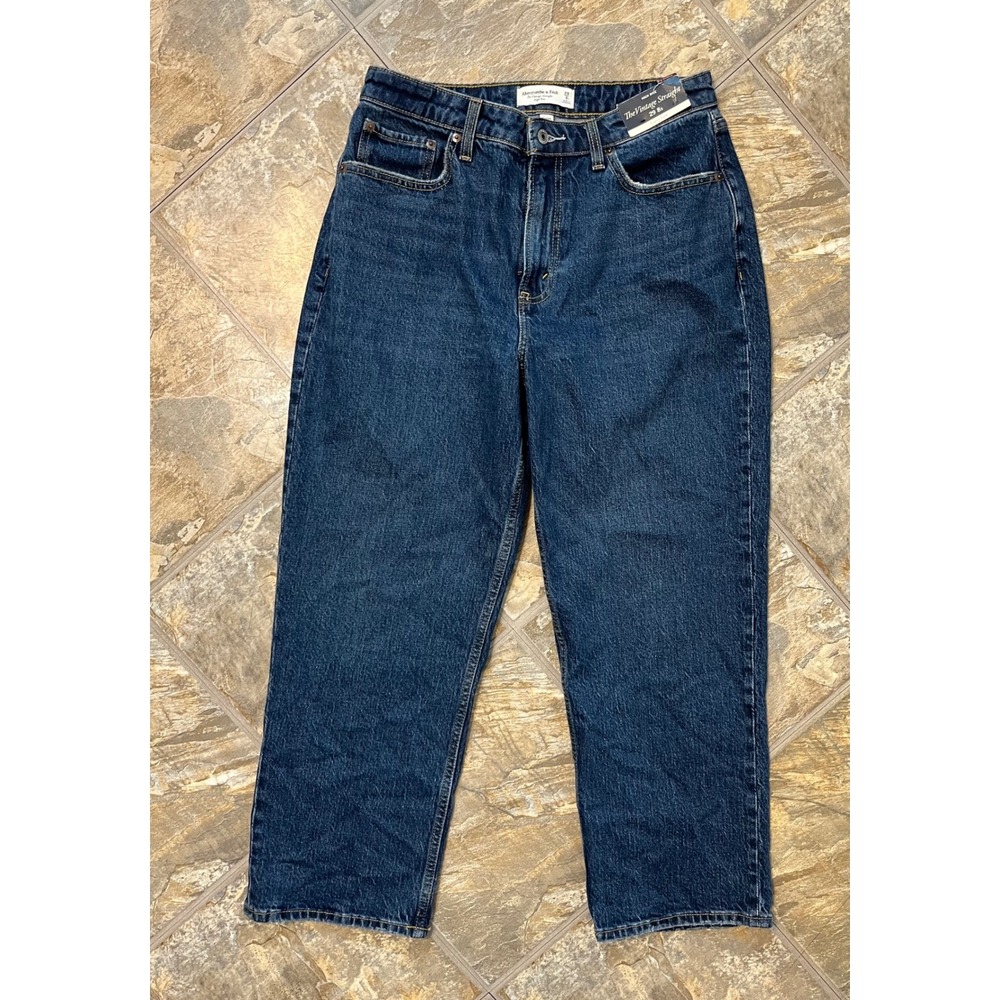 Abercrombie & Fitch Vintage Straight Jeans Women 29 8s Dark Wash NWT Curve Love